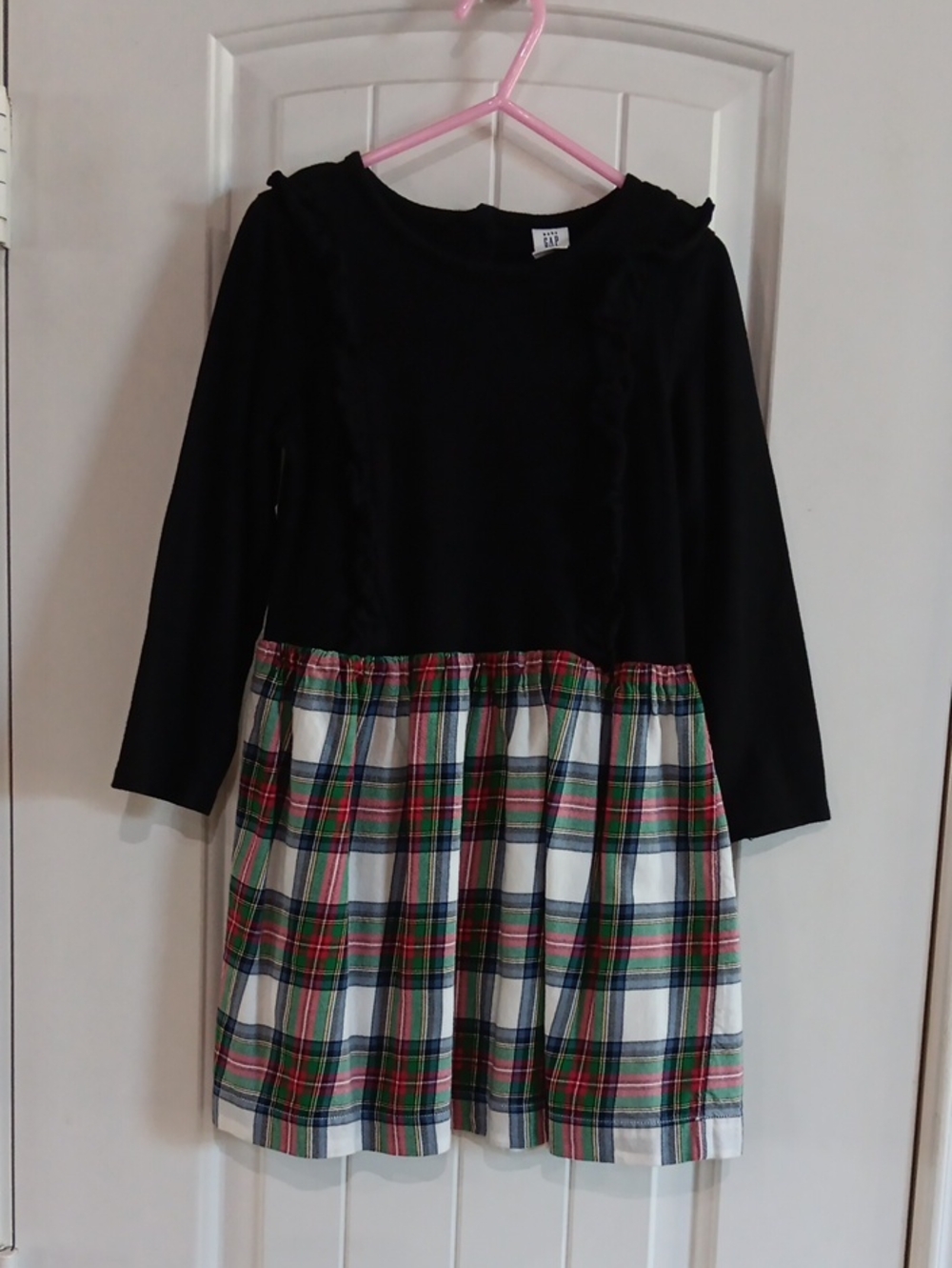 Y2K baby GAP Royal Stewart Tartan Holiday Dress Ruffle Brushed Cotton Lined